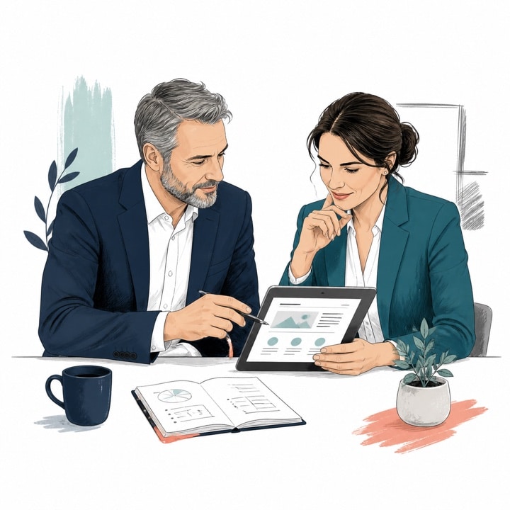 Preparazione commerciale con il titolare e strumenti digitali